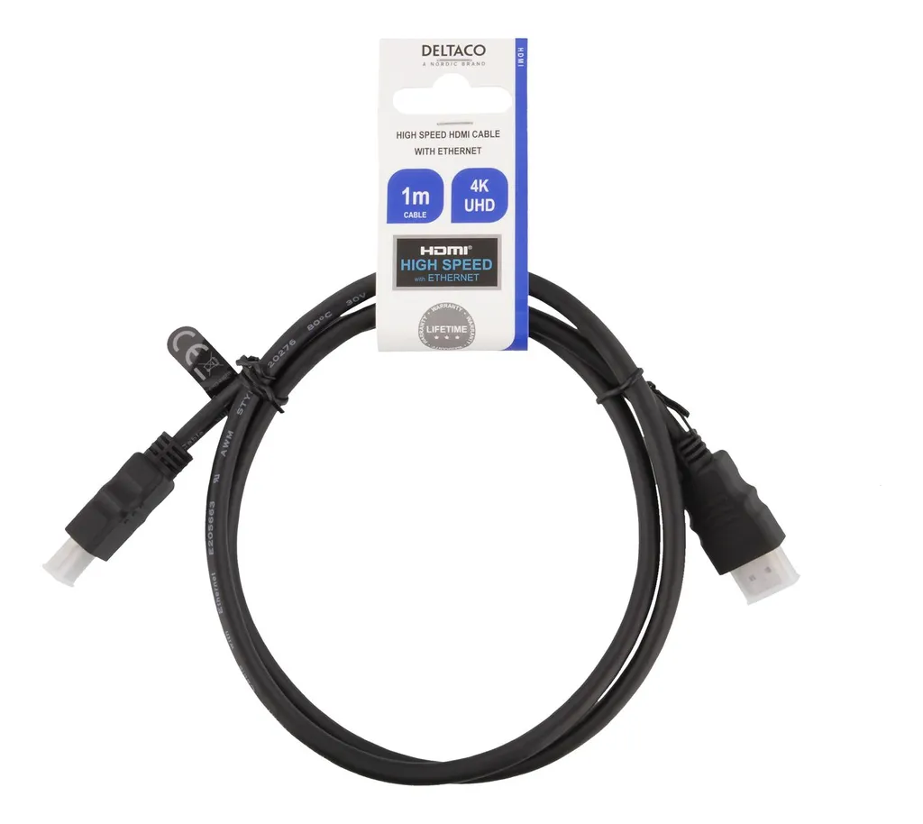 Cavo HDMI 1m DELTACO Nero - Design Compatto e Performance 4K UHD - 2