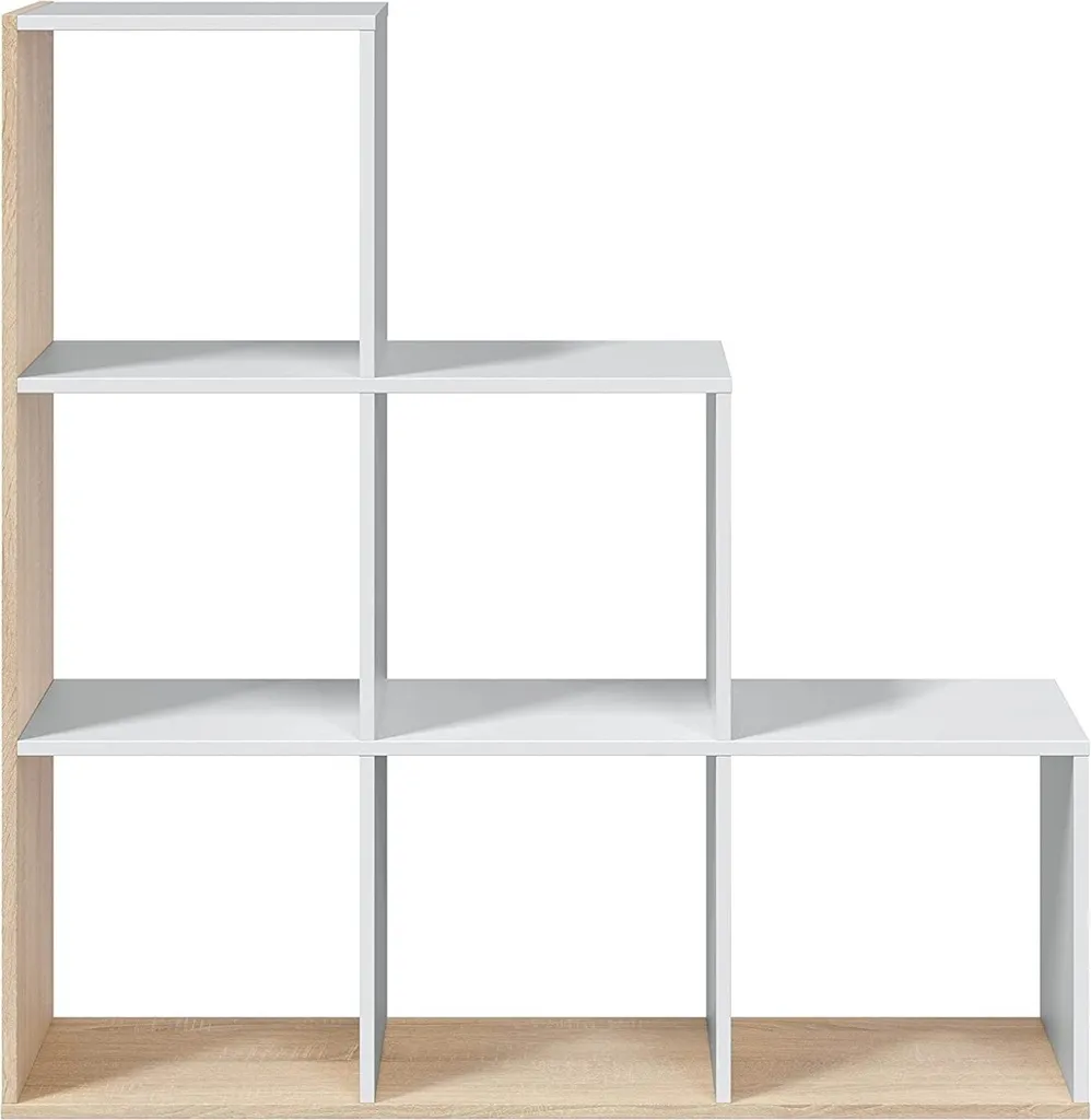 CALICOSY Bibliothèque Escalier Step 6 Cases H110 cm en Bois Blanc