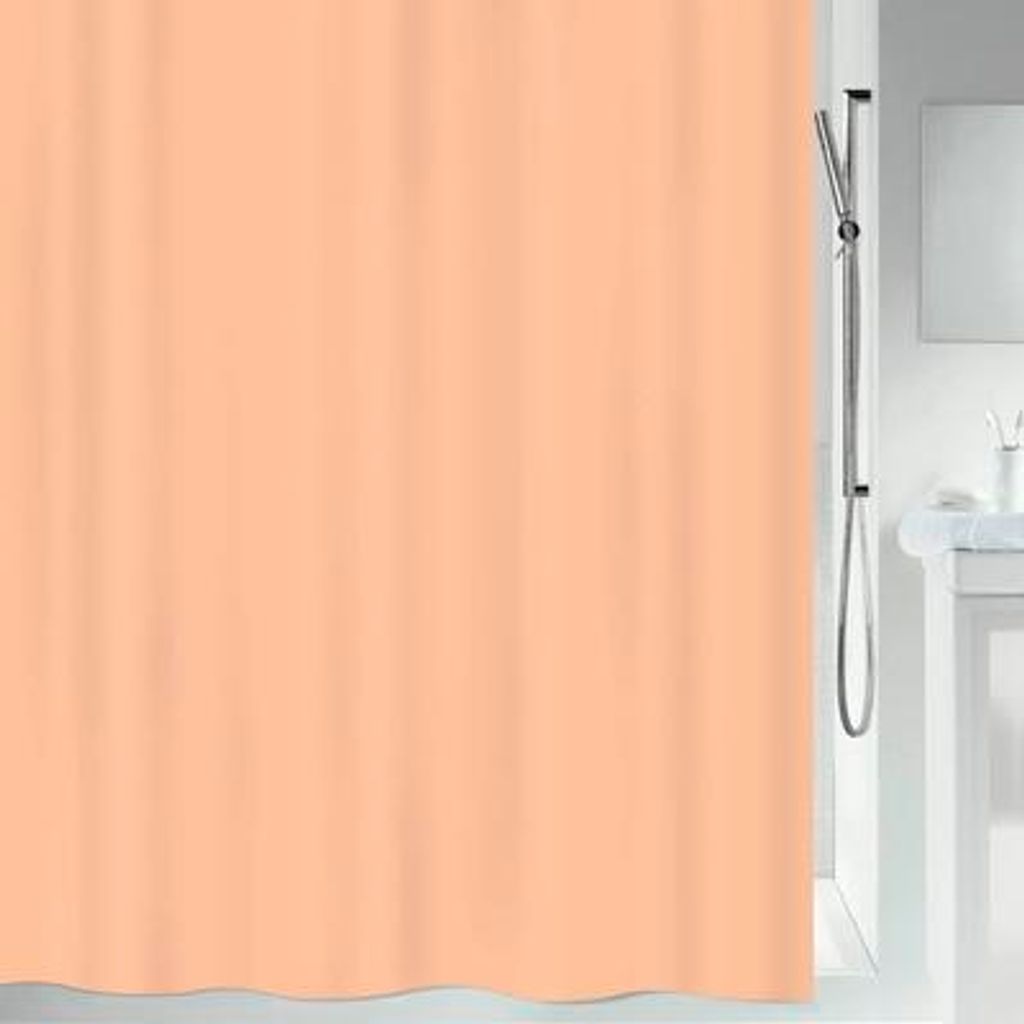 SPIRELLA - Primo Duschvorhang Textil - Wasserdicht & Schimmelresistent - 180 x 200 x 0,2 cm - Pfirsichfarben - Elegantes Design - Waschbarer Polyes...
