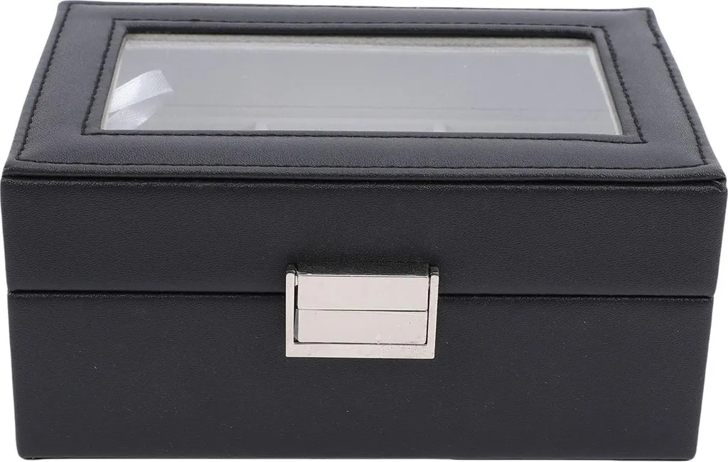 Organizer Orologi 3 Slot Nero - Custodia con Vetro e Cuscini Removibili