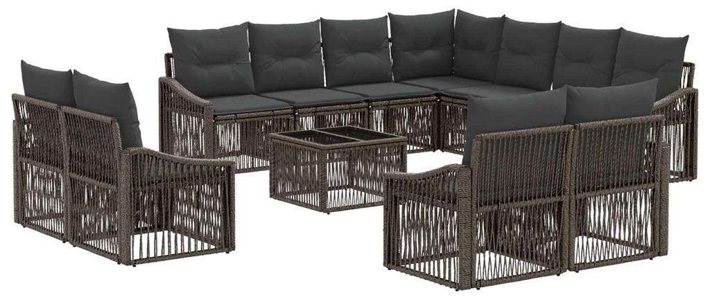vidaXL Gartensofa-set 12 pcs Grau Poly-Rattan