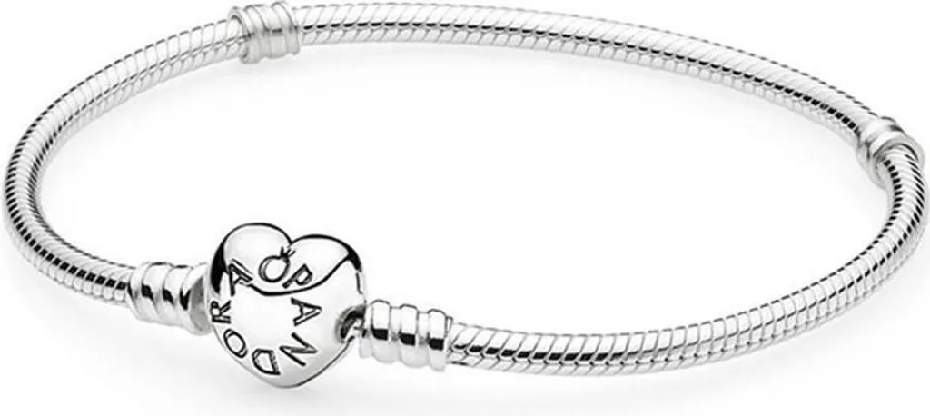 Bracciale a catena di serpente a cuore in argento sterling