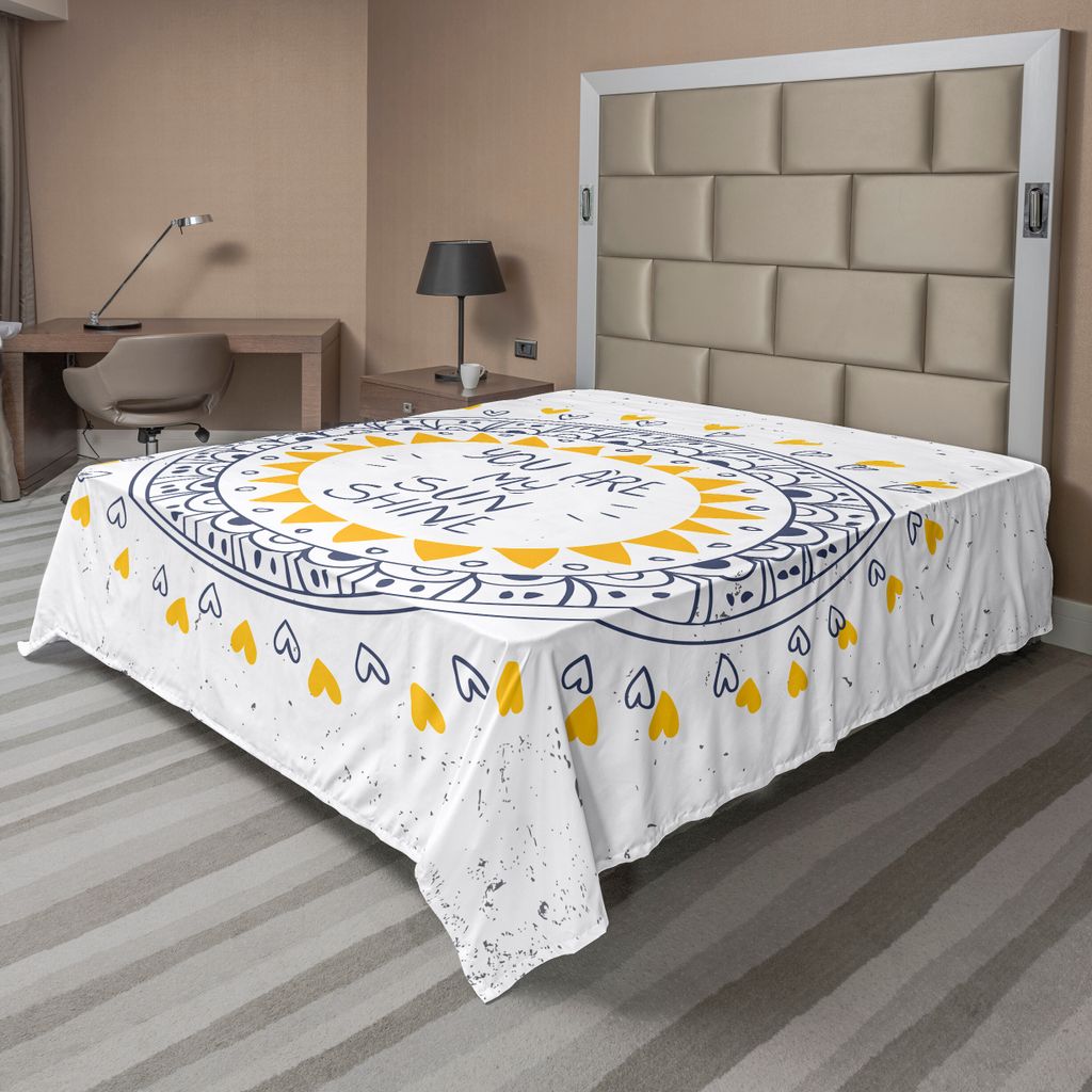 ABAKUHAUS Sprichwort Bettlaken, Geistiger romantischer Retro inspirierter aztekischer Muster-Kreis mit Liebes-Wunsch-Phrasen-Druck, weiches bequeme...