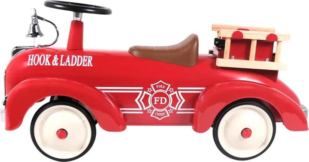 Bandits & Angels Metall Rutschauto Oldtimer Feuerwehrauto ab 1 Jahr für Jungen und Mädchen – Laufauto für Kinder Rotes Feuerwehrauto – für ...