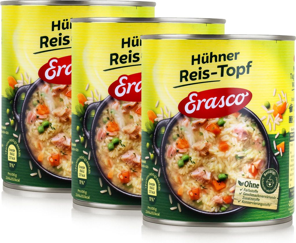 Erasco Hühner Reis-Topf 800g Fertigessen (3er Pack)