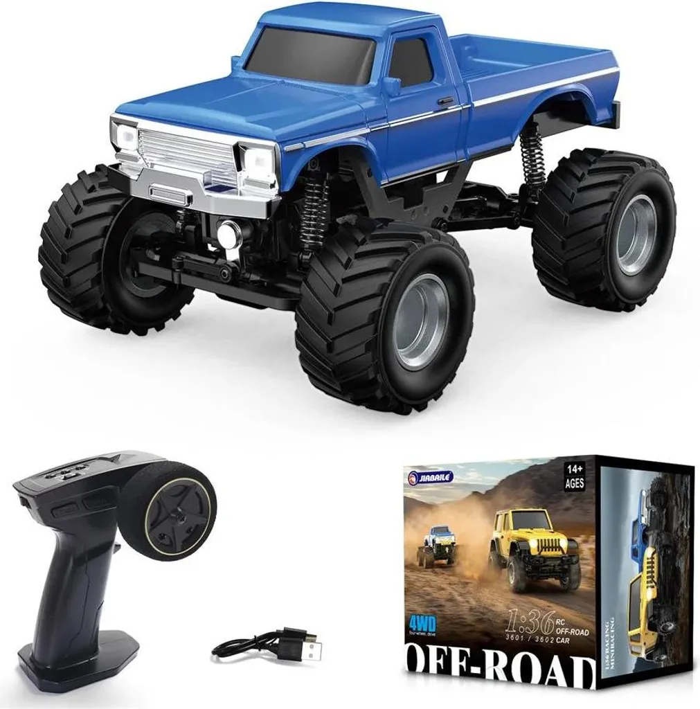 Voiture Télécommandée Tout Terrain 4x4 1:36 - 60 Min de Jeu Bleu Ciel