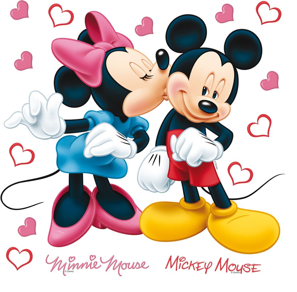 Disney Wandtattoo Minnie & Micky Maus Rosa, Rot, Blau und Produktbild 