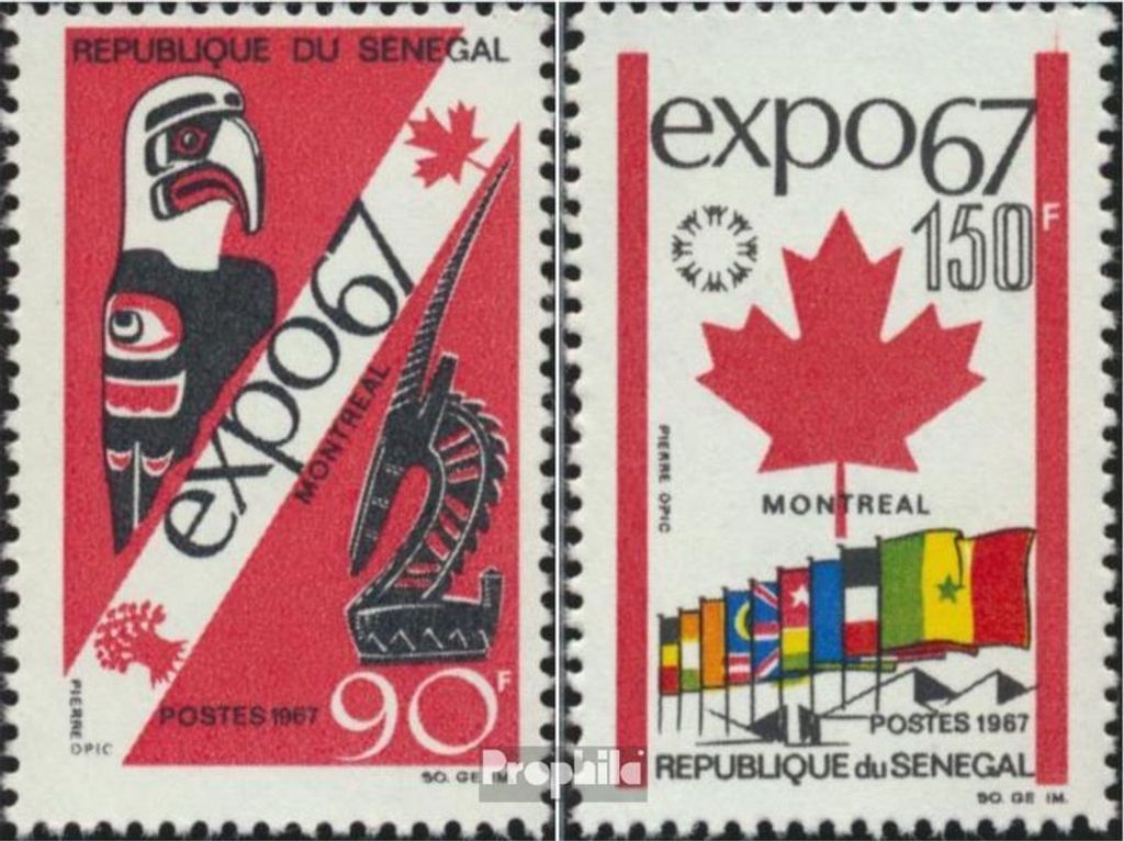 Briefmarken Senegal 1967 Mi 361-362 (kompl.Ausg.) postfrisch EXPO 67