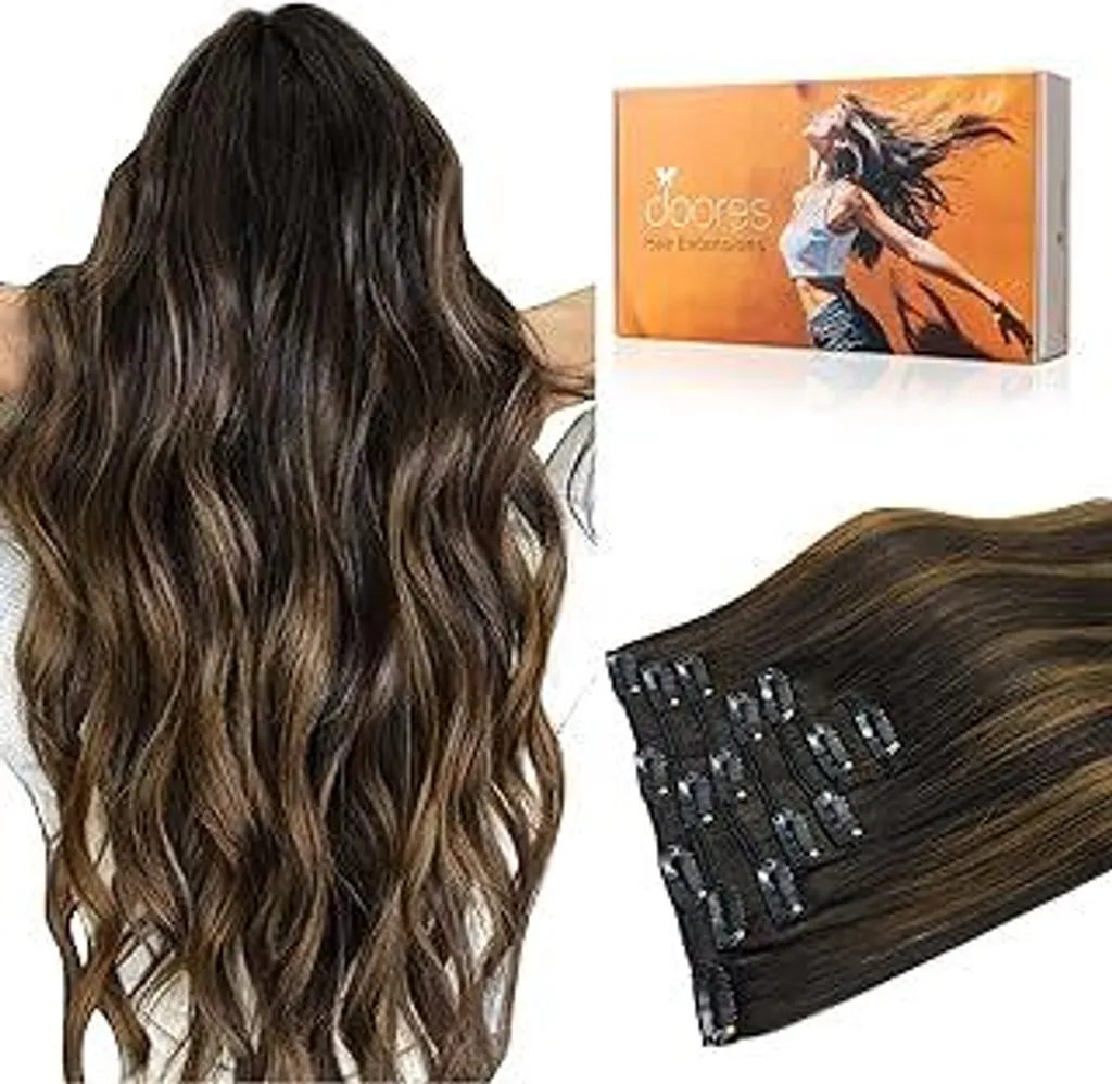 DOORES Extension Capelli Veri Clip: Eleganza Balayage 35cm 120g