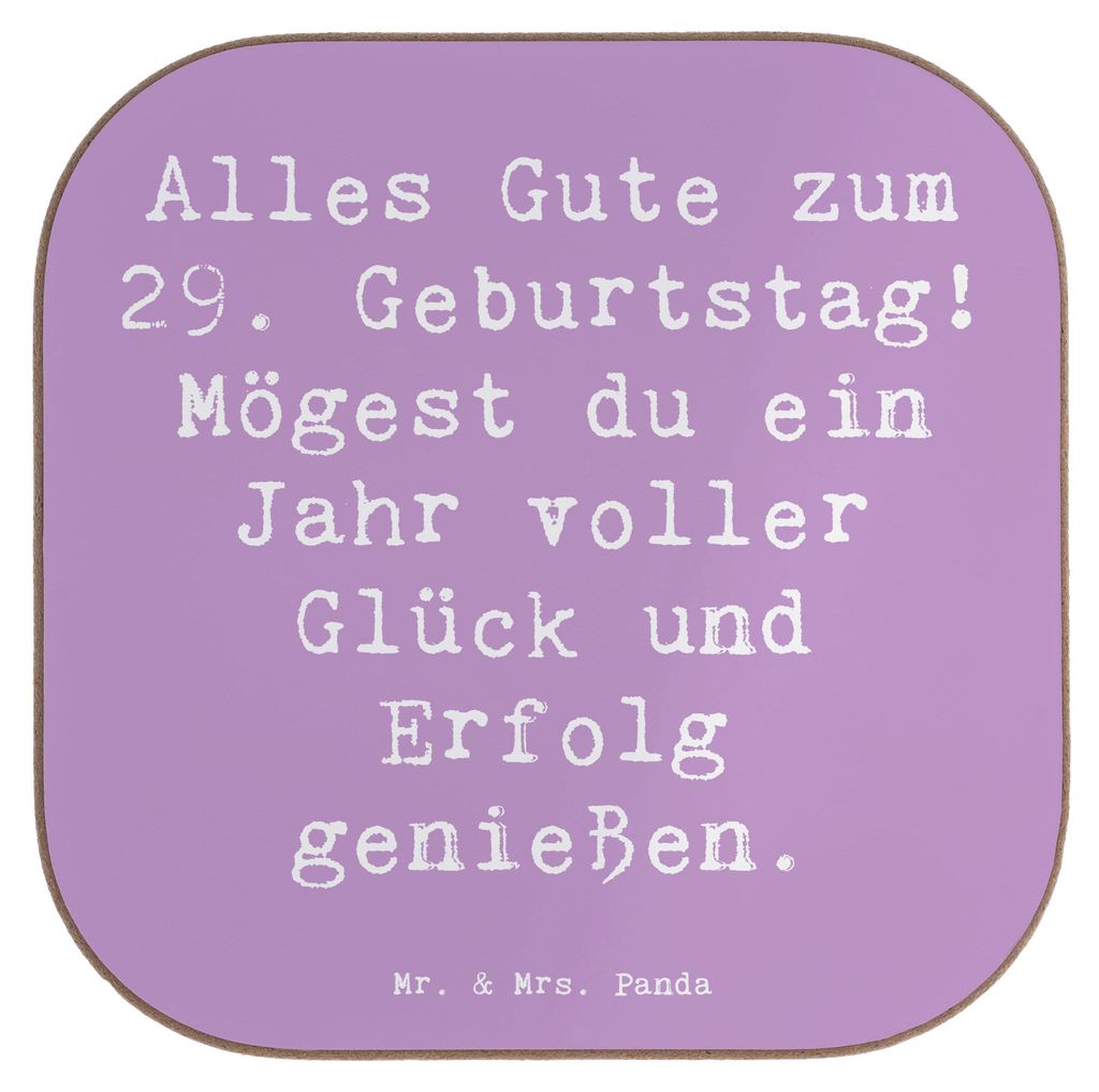 Mr. & Mrs. Panda Untersetzer für Gläser Spruch 29. Geburtstag - Lavendeltraum - Geschenk, Glückwunsch, Abenteuer, Alles Gute zum, Coaster, Tisch...