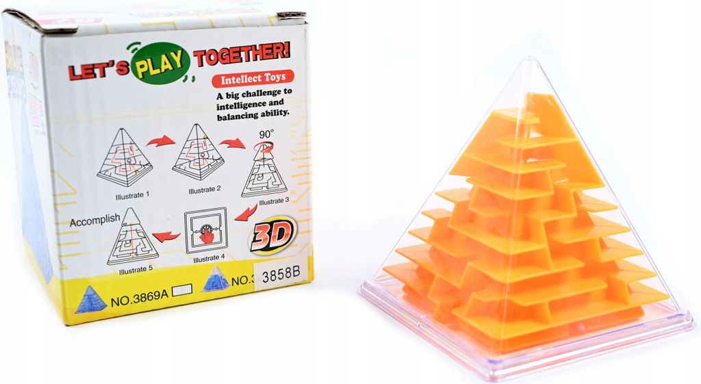 3D Labyrinth Pyramide Geduldspiel - Logikspiel & Geschicklichkeitsspiel für Kinder