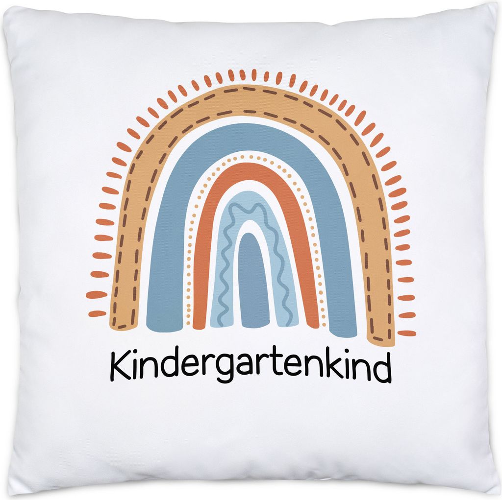Kindergartenkind Kissen Inkl. Füllung Geschenk Kindergarten Start Kita Regenbogen Sterne Buntes Motiv Strahlen