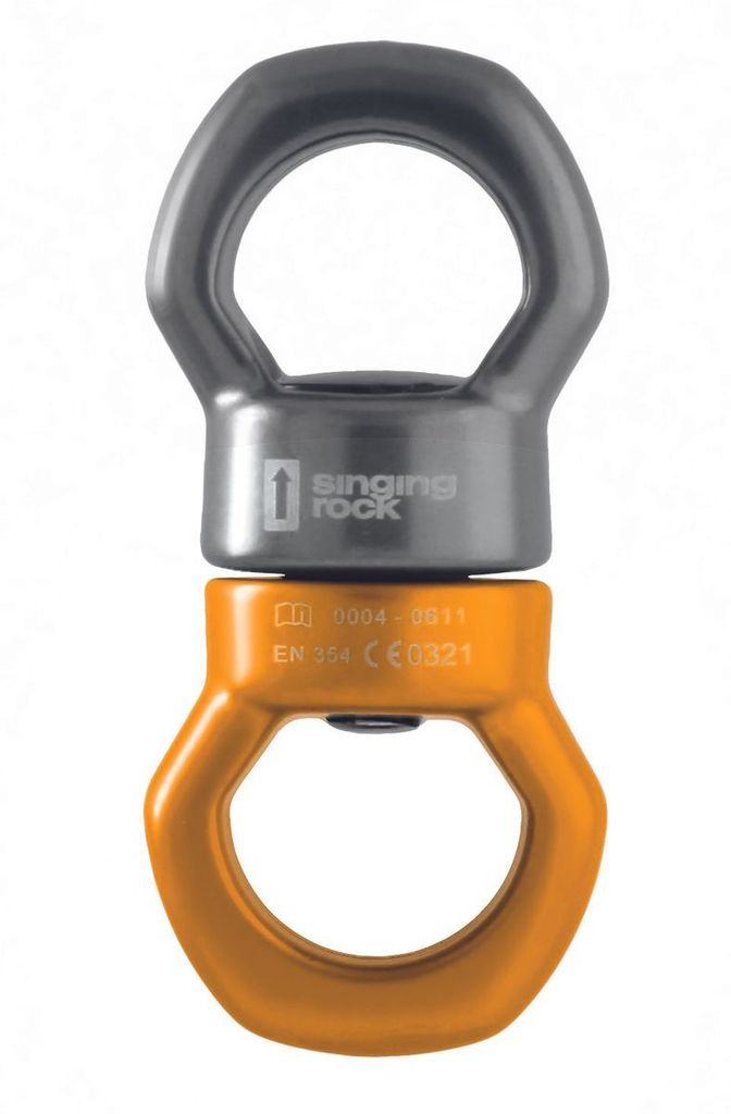 Wirbelschäkel Twister von singing rock; grau und orange; für Arbeitssicherheit und Verbindungsmittel.