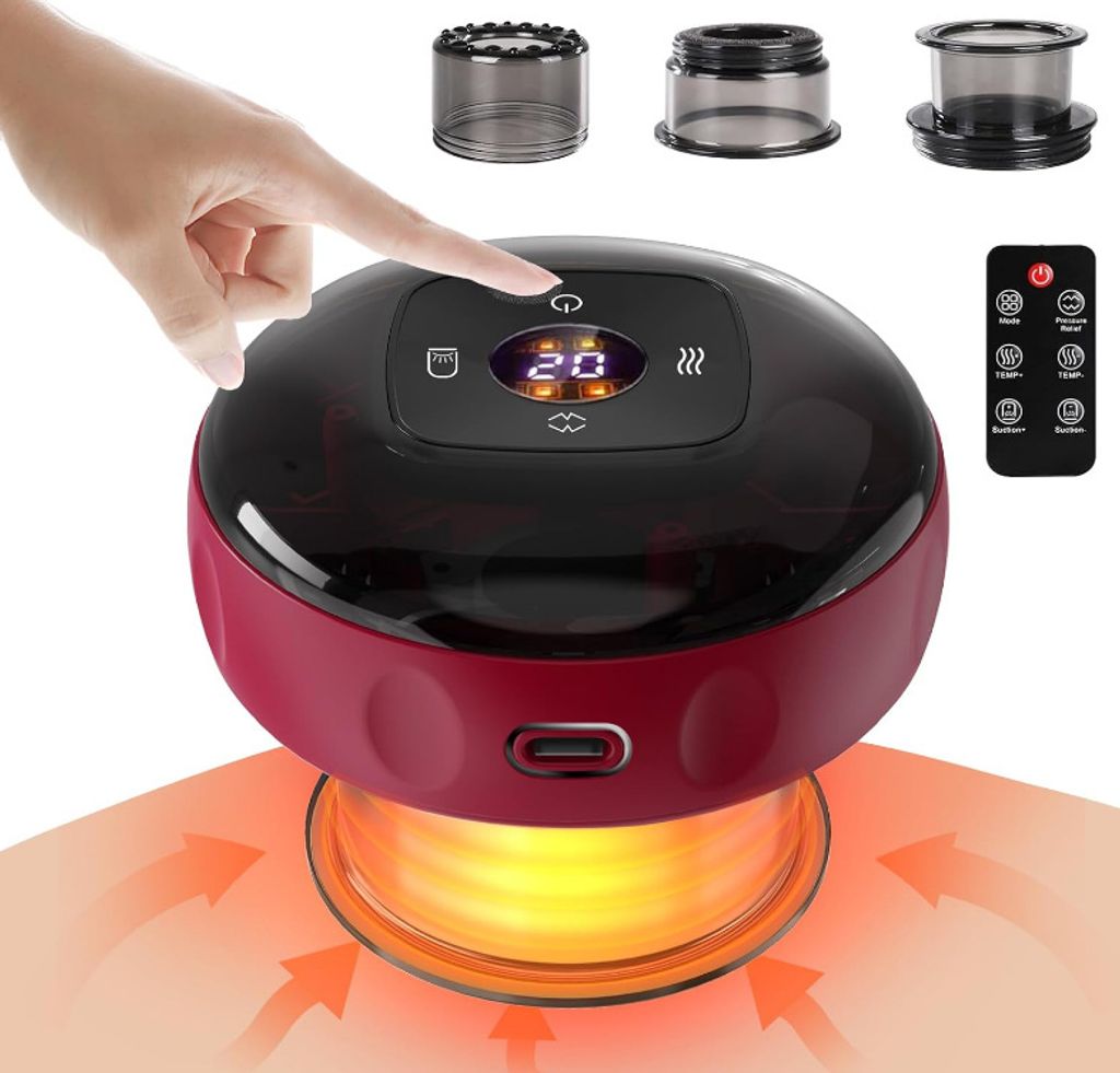 5-in-1 Elektronische Schröpftherapie, Elektrisches Schröpftherapie-Set (mit 3 Vakuum-Schröpfsaugern und Fernbedienung), Elektrisches Guasha-Gerät