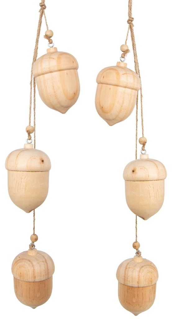 Logbuch-Verlag Herbstdekoration Eicheln aus Holz als Girlande Anhänger oder Tischdekoration, Länge 58 cm eine Eichel 8 x 6 cm