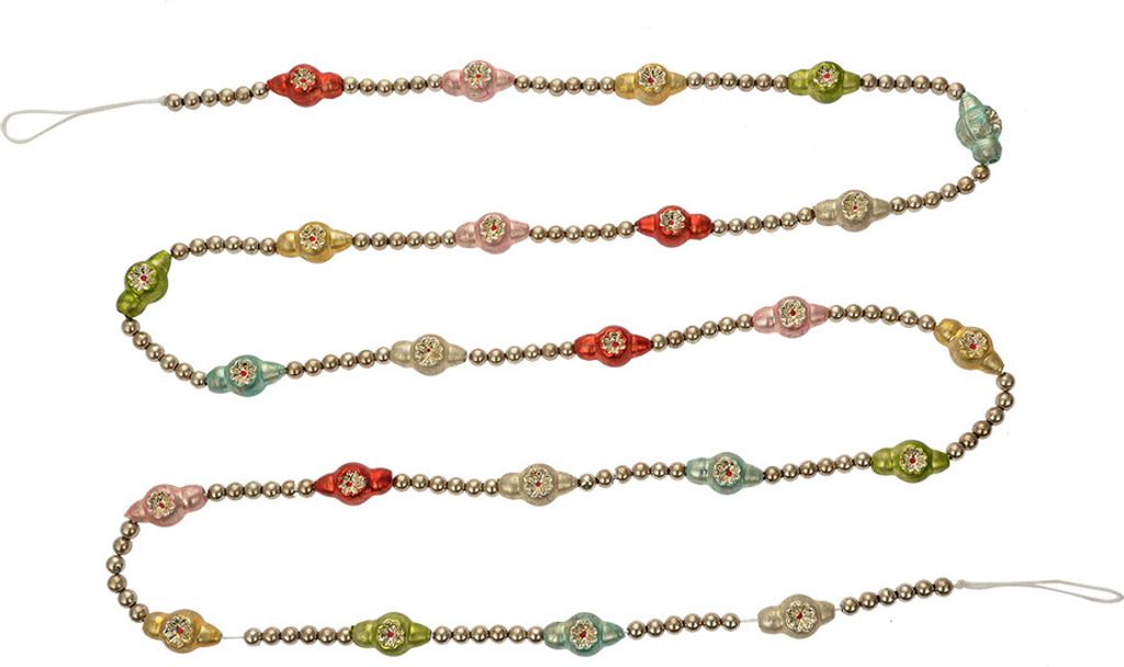 Clayre & Eef Dekoration Weihnachtsgirlande Ø 2x180 cm Silberfarbig Metall Glas