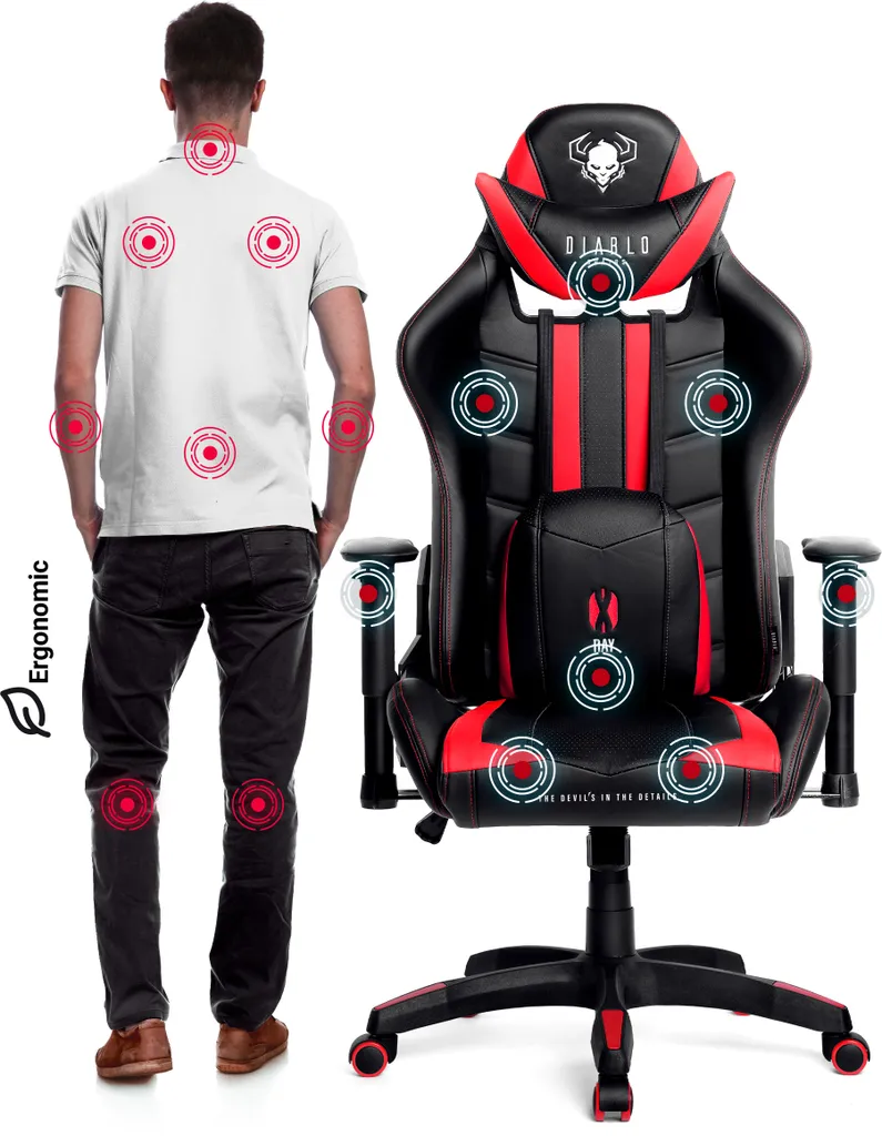 Siège Gaming 4D Diablo X-Ray Design Ergonomique et Dossier Inclinable - 17