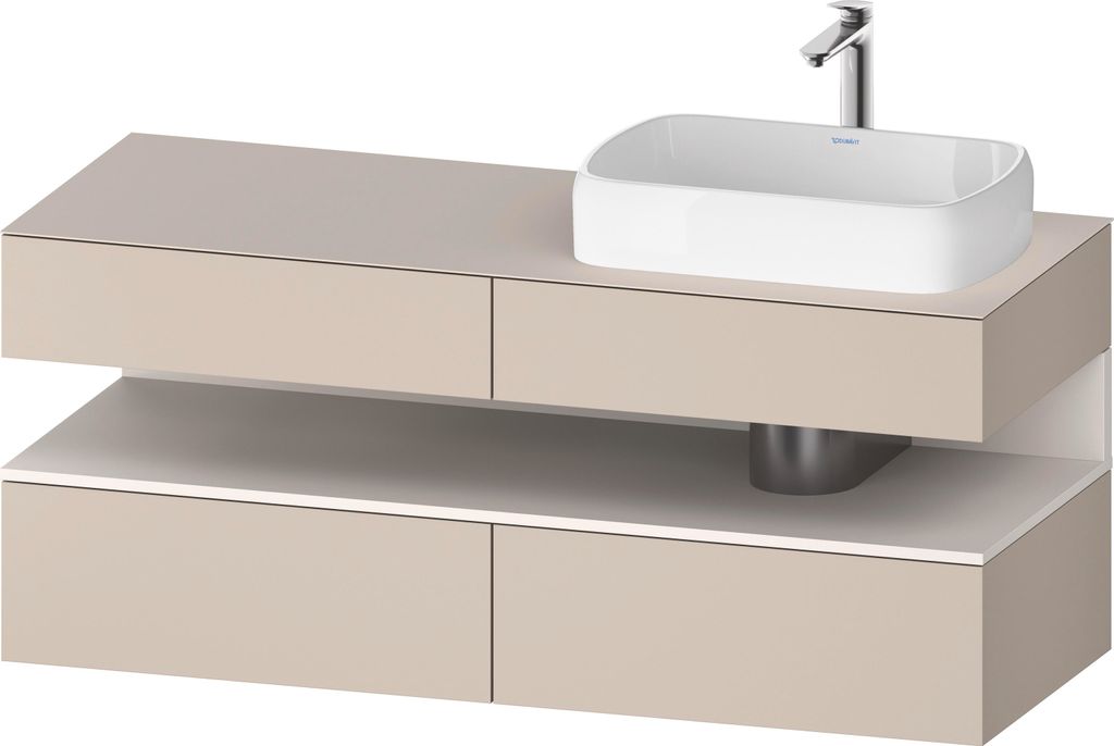 Duravit Collection One Konsolenwaschtischunterbau, 2 Auszüge, 2 Schubkästen, Ausschnitt rechts, 1400x550x600mm, Nische Weiß Supermatt, QA4766084...
