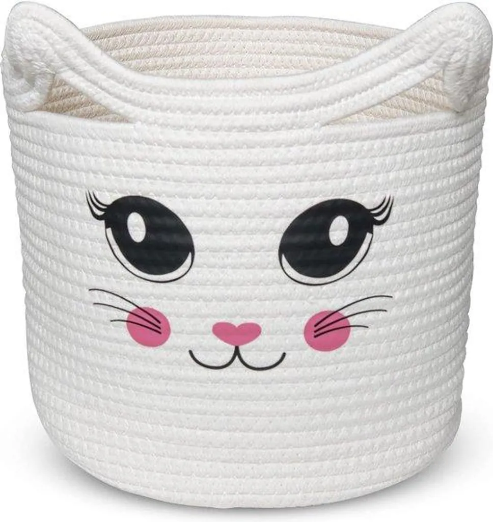 Grand panier à linge en corde tressée bicolore, corbeille de rangement