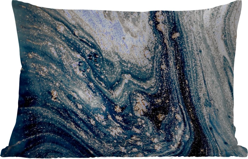 MuchoWow Outdoor Kissen - Marmor - Farbe - Glitter - Gold - 60x40 cm - Wetterfest - Lounge Kissen - Zierkissen - Kissen für Innenräume