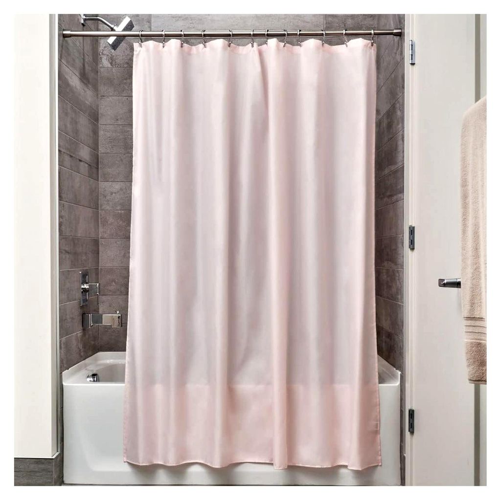 iDesign Wasserdichter Duschvorhang aus Polyester, langer Duschvorhang für das Badezimmer, Rosa, 183 x 183 cm