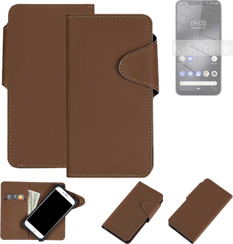 K-S-Trade Schutzhülle Klapphülle Kunstleder für Gigaset GS195 braun Handy Hülle Wallet Case