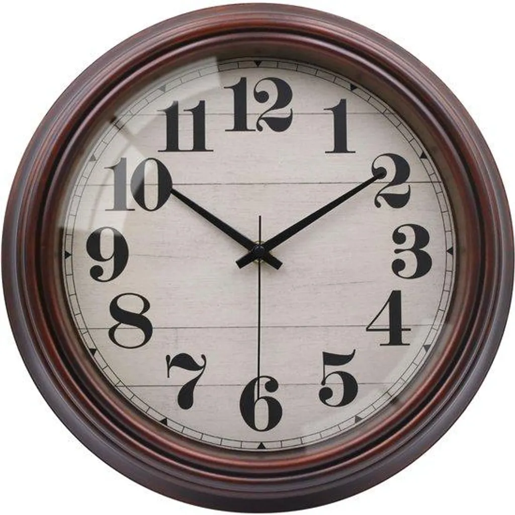Horloge murale rétro 23 cm marron silencieuse pour salon et bureau