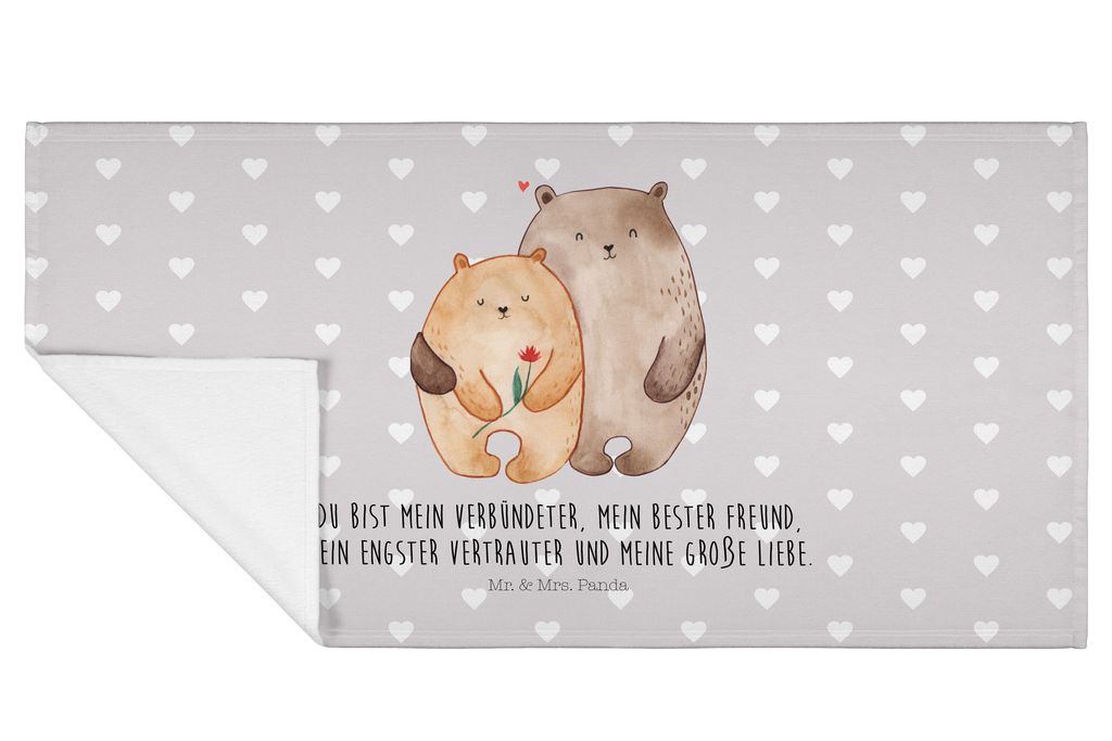 Mr. & Mrs. Panda Handtuch Bären Liebe - Grau Pastell - Geschenk, gesichtstuch, Bär, Frotteehandtuch, Partner, Flauschtuch, Ehe, Kuscheln, Freundi...
