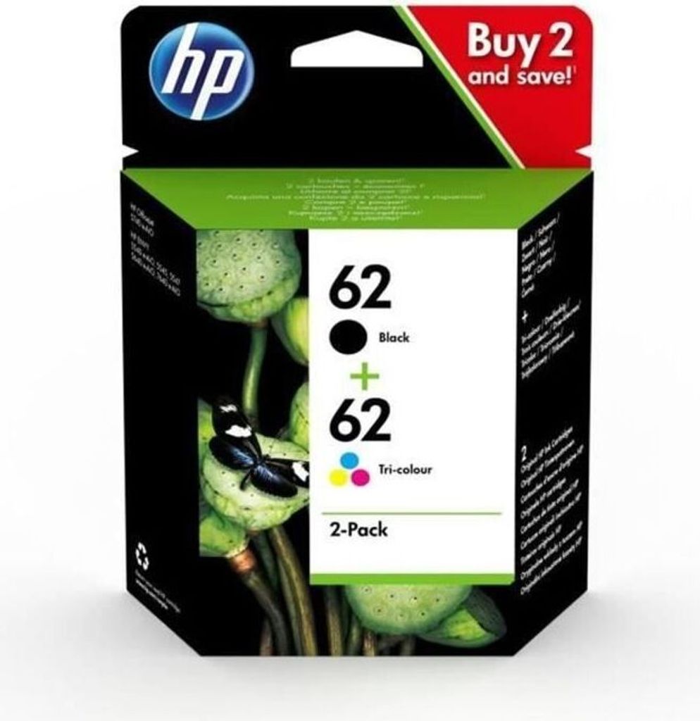 Tintenpatronen HP 62, Multipack, Schwarz, Drei Farben, Original, für Officejet Mobile 250, Envy 5540, Envy 5640, Envy 7640