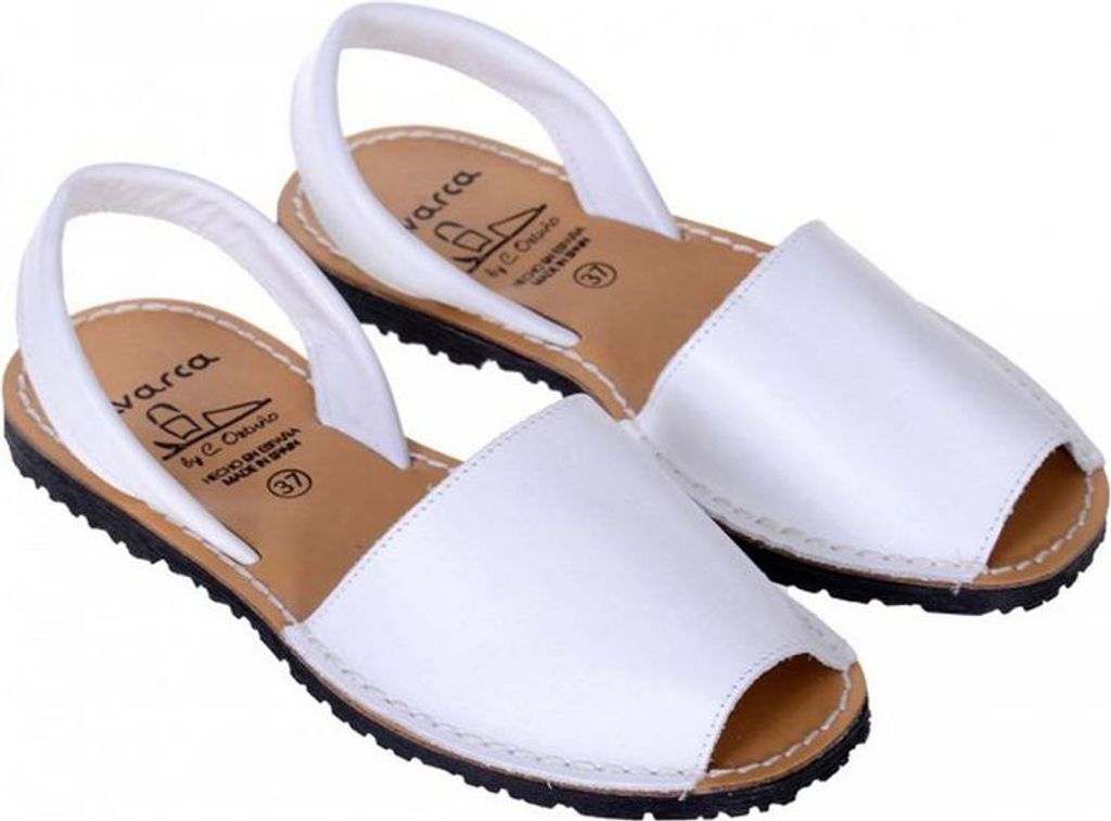 Avarcas Minorquine Sandalen, Uni, Naturleder, Weiß, 37 EU