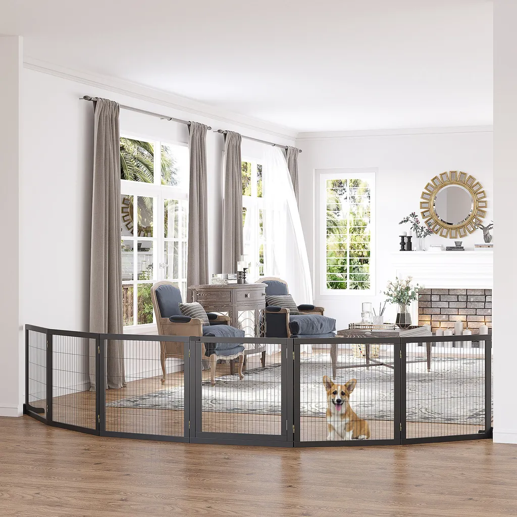 Barrière de Sécurité Grand Chien 432 cm Grille de Protection Modulable
