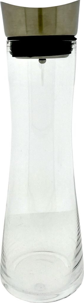 Glaskaraffe mit Edelstahlauslauf und Sieb – Glaskrug – Ø 10 x 34 cm – 1 Liter Glas
