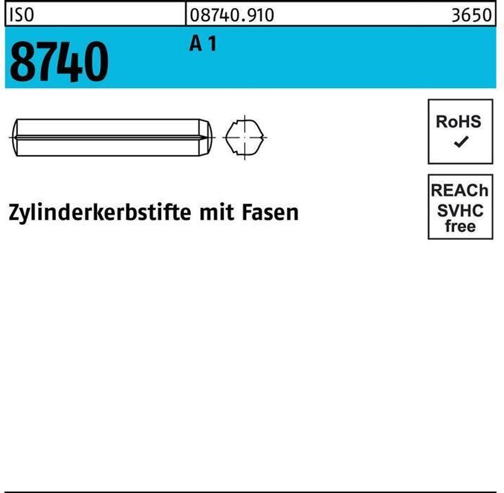 Reyher Zyl.kerbstifte m. Fase ISO 8740 1.4305 6 x 20 A 1 (100 Stück)