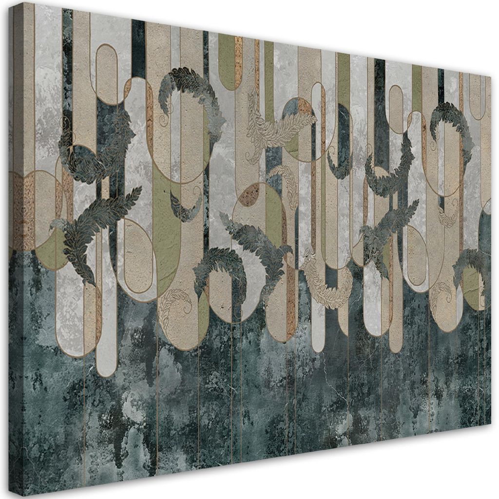 Leinwandbild Pflanzenabstraktion Natur 120x80 Feeby Grün bild für die wand bereit zum aufhängen