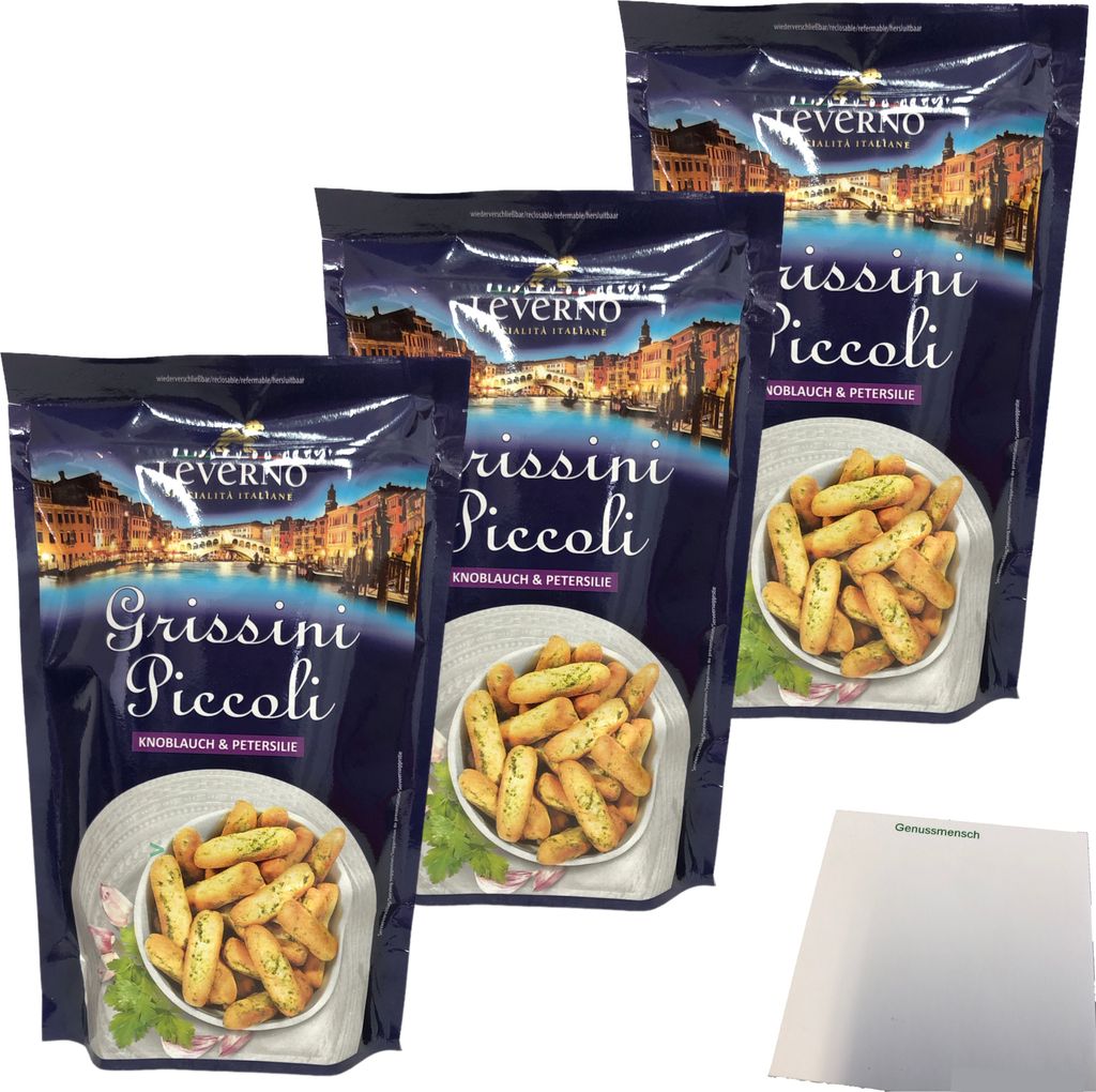 Leverno Grissini Piccoli Knoblauch & Petersilie 3er Pack Produktbild 