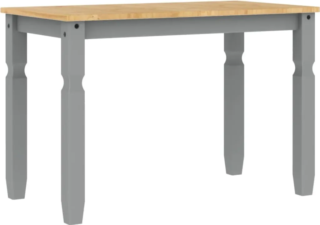Table de Cuisine Rectangulaire en Bois Gris 112 cm Style Mexicain Corona