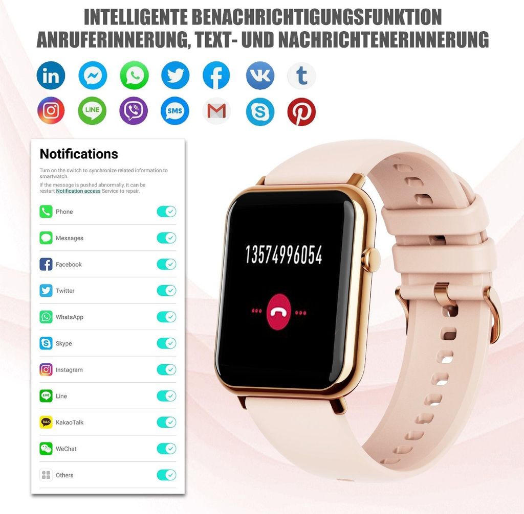 Smartwatch, Smartwatch Damen Herren, 1.69" HD Fitness Produktbild 2