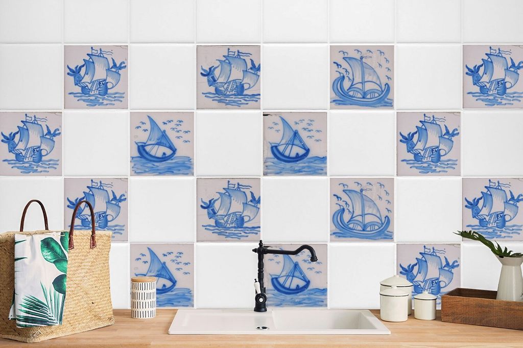 24 Stück Laminierter Aufkleber Fliesensticker Wandtattoo Produktbild 