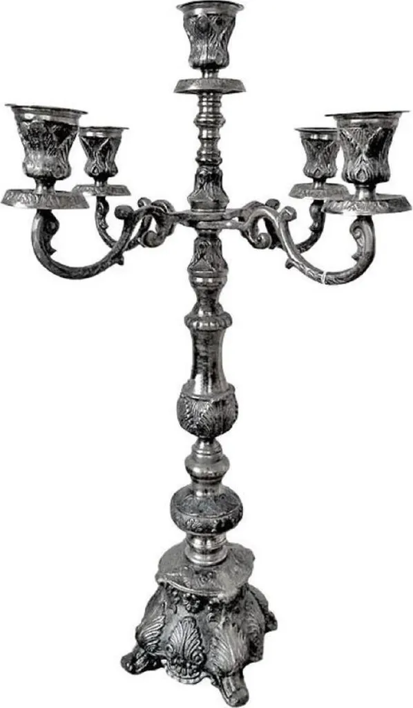 Chandelier Aluminium Style Baroque Argenté - Grand Format 90 cm de Haut