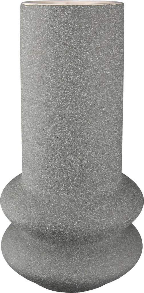 Vase artisanal en terre cuite émaillée beige et gris style scandinave