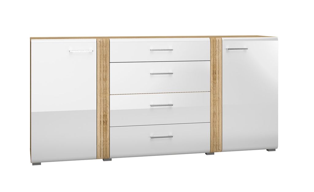 Kombinierte Kommode ALIZA – Breite 190 cm, Castello-Eiche / weiß