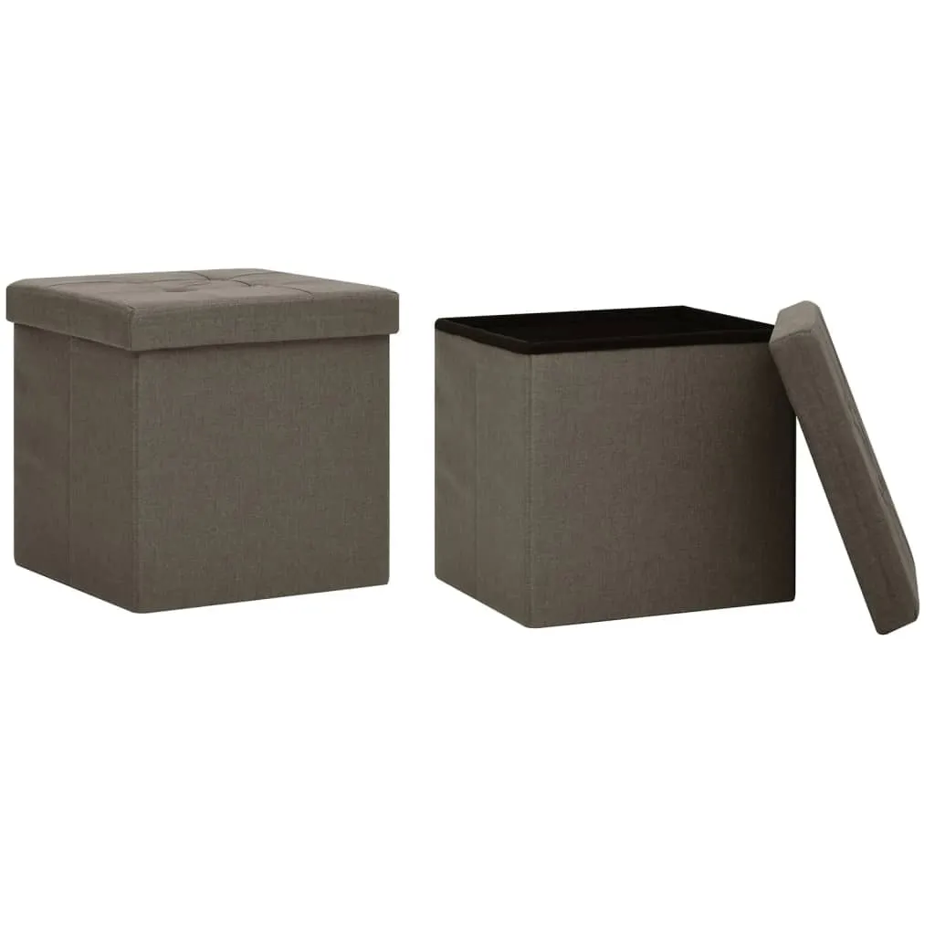SYFAX™ Pouf Contenitore Set 2pz Marrone | Soluzione Arredo Simil Lino
