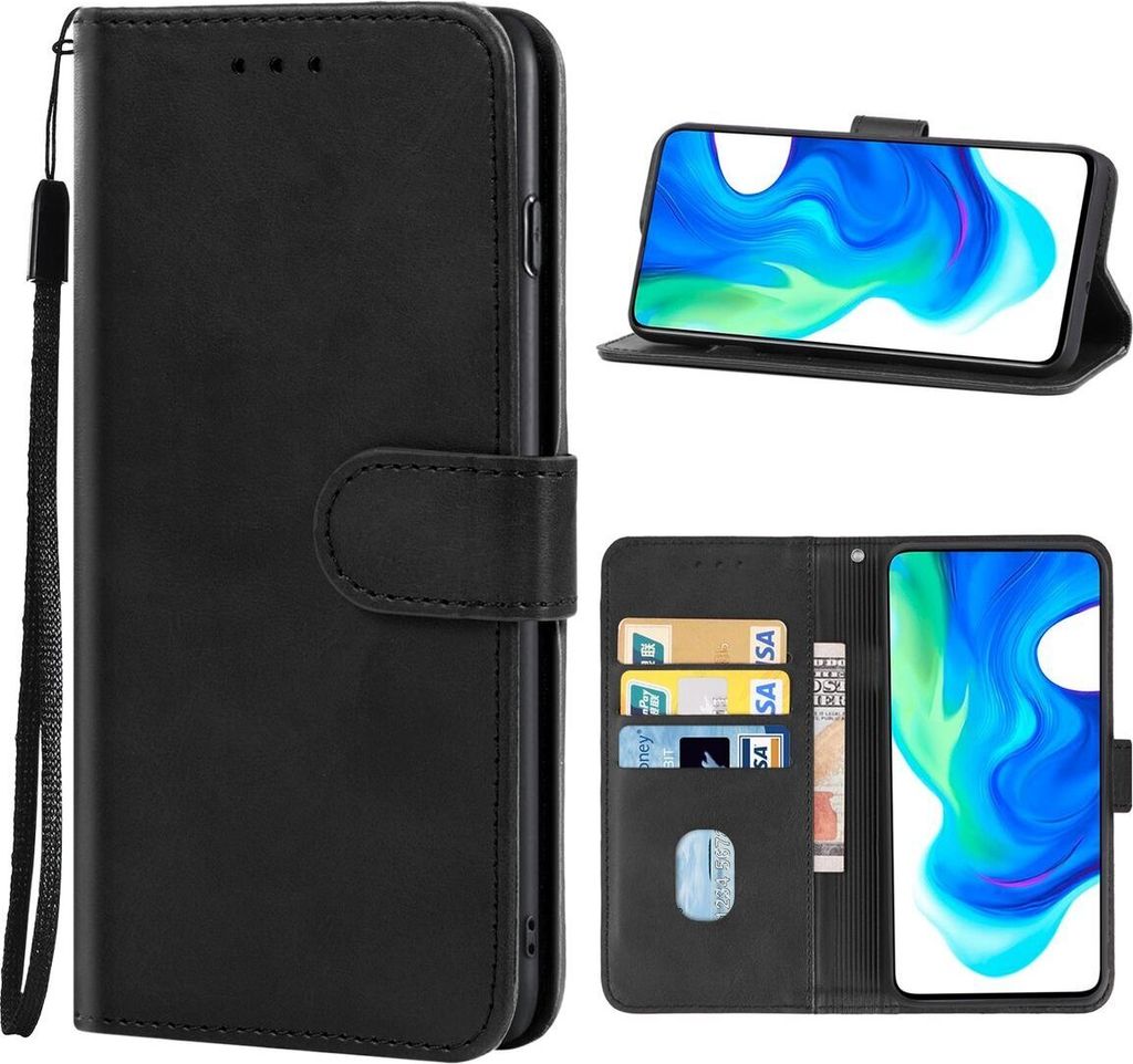 König Design Hülle kompatibel mit Xiaomi Poco F2 Pro Kunstleder Handyhülle - Handy Case Schwarz