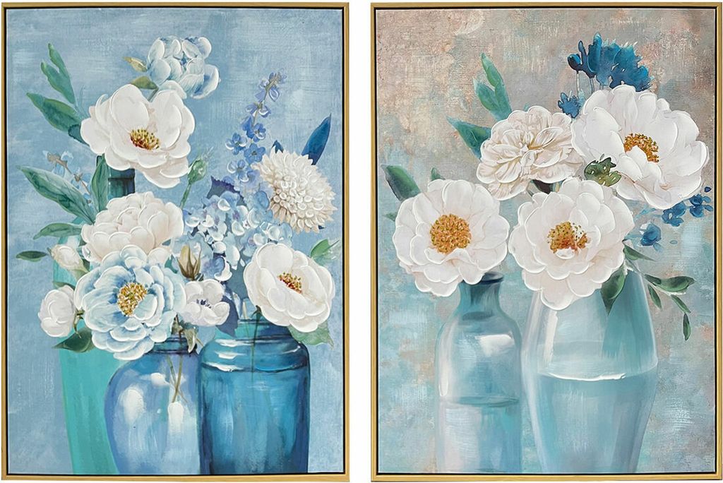 Canvas DKD Home Decor 60 x 3,5 x 80 cm Shabby Chic Vase (2 Stück)