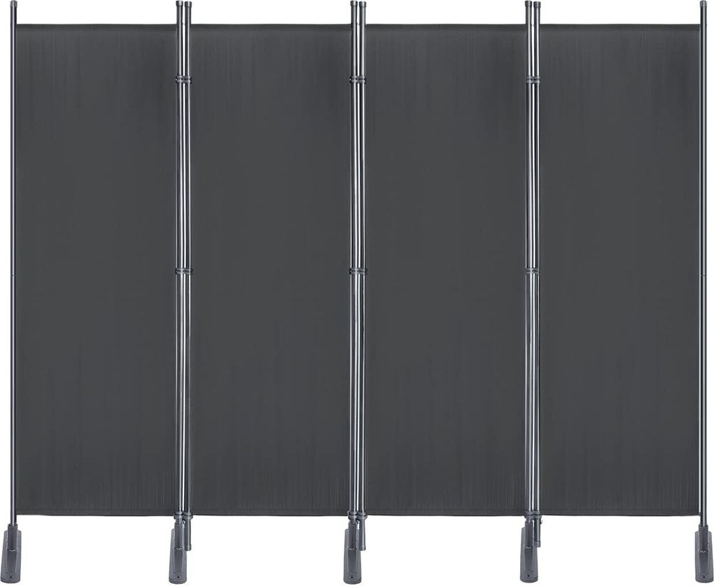 YARDIN Paravent Trennwand 3 Teilig 225 x 180cm Stoff Raumteiler Balkon Sichtschutz Klappbar Freistehend Stellwand Faltbar Eisenbasis Dunkelgrau