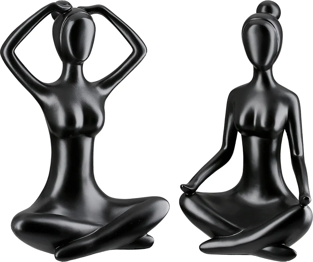Gilde Figur Frau Meditation Poly Noir 29cm 55740 - Lot de 2 Figurines