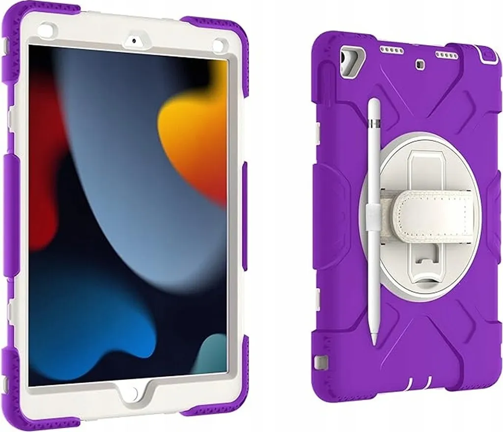 Custodia Blindata iPad 9 10.2 Viola: 360 Rotation Heavy Duty Case - 3