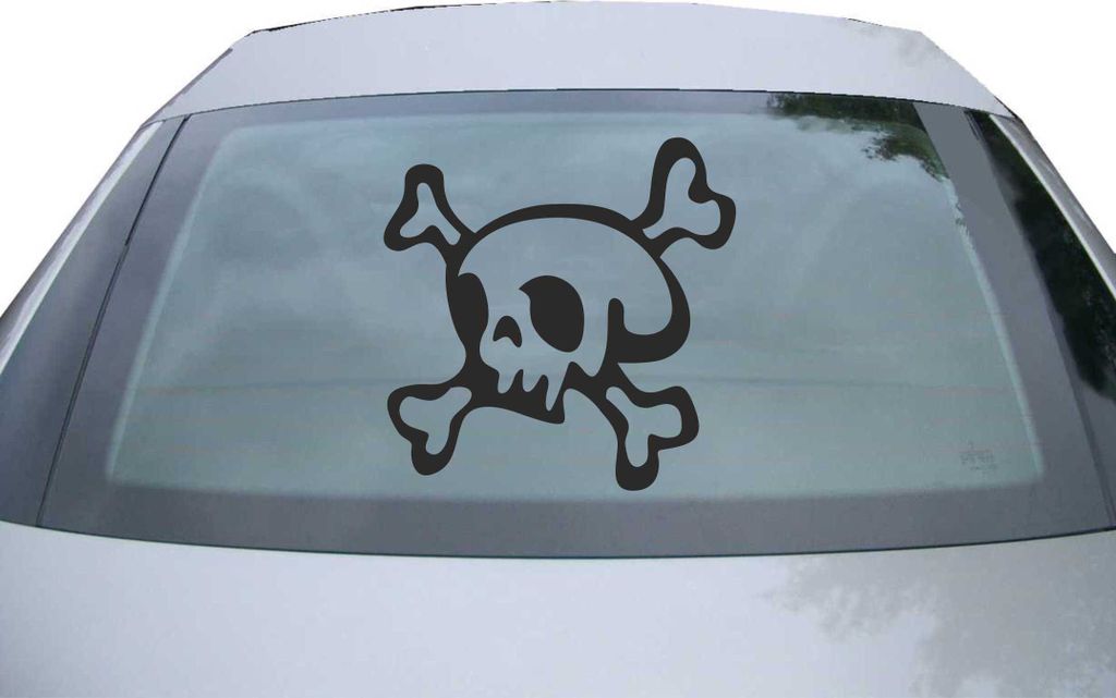 Indigos UG - Aufkleber Heckscheibe & Motorklappe DE6442 - schwarz - 600x597 mm - Skull - Auto Scheiben Fenster Heckklappe Tuning Racing JDM - Die cut