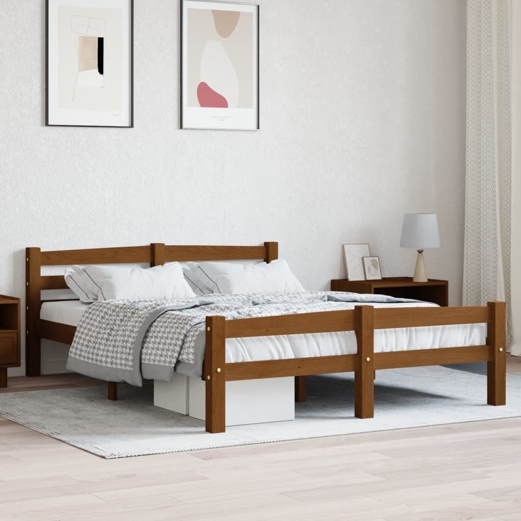 The Living Store Massivholzbett Honigbraun Kiefer 120x200 cm