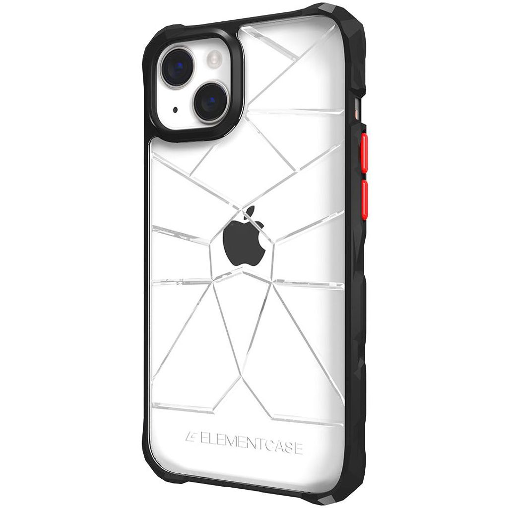 Element Case, Verstärkte stoßfeste Hülle für iPhone 14, Schwarz / Transparent